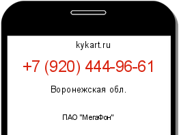 Информация о номере телефона +7 (920) 444-96-61: регион, оператор