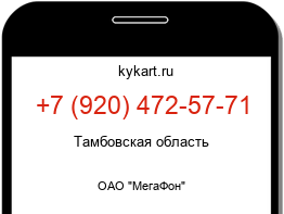 Информация о номере телефона +7 (920) 472-57-71: регион, оператор