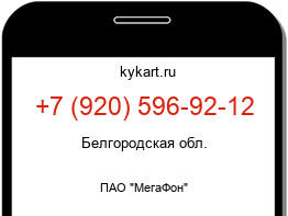 Информация о номере телефона +7 (920) 596-92-12: регион, оператор