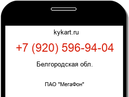 Информация о номере телефона +7 (920) 596-94-04: регион, оператор