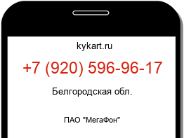 Информация о номере телефона +7 (920) 596-96-17: регион, оператор