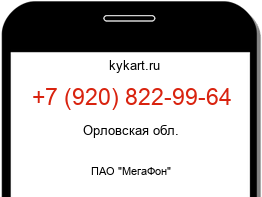 Информация о номере телефона +7 (920) 822-99-64: регион, оператор