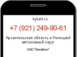 Информация о номере телефона +7 (921) 249-90-61: регион, оператор