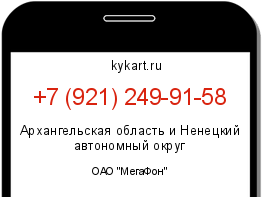 Информация о номере телефона +7 (921) 249-91-58: регион, оператор