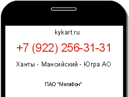 Информация о номере телефона +7 (922) 256-31-31: регион, оператор