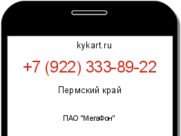Информация о номере телефона +7 (922) 333-89-22: регион, оператор