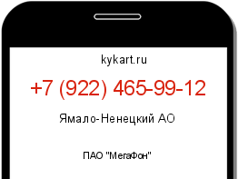 Информация о номере телефона +7 (922) 465-99-12: регион, оператор