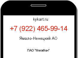 Информация о номере телефона +7 (922) 465-99-14: регион, оператор