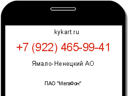 Информация о номере телефона +7 (922) 465-99-41: регион, оператор