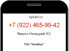 Информация о номере телефона +7 (922) 465-99-42: регион, оператор