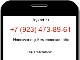 Информация о номере телефона +7 (923) 473-89-61: регион, оператор