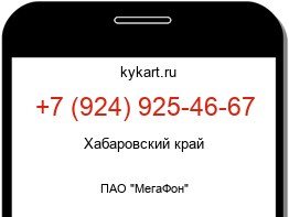 Информация о номере телефона +7 (924) 925-46-67: регион, оператор