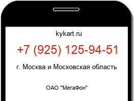 Информация о номере телефона +7 (925) 125-94-51: регион, оператор