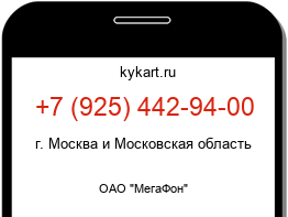 Информация о номере телефона +7 (925) 442-94-00: регион, оператор