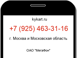 Информация о номере телефона +7 (925) 463-31-16: регион, оператор