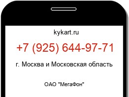 Информация о номере телефона +7 (925) 644-97-71: регион, оператор