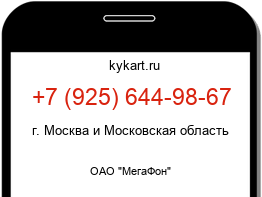 Информация о номере телефона +7 (925) 644-98-67: регион, оператор
