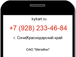 Информация о номере телефона +7 (928) 233-46-84: регион, оператор