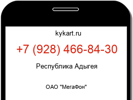 Информация о номере телефона +7 (928) 466-84-30: регион, оператор