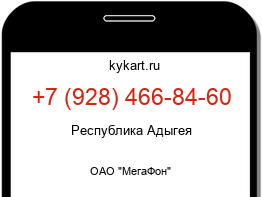 Информация о номере телефона +7 (928) 466-84-60: регион, оператор