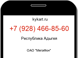 Информация о номере телефона +7 (928) 466-85-60: регион, оператор