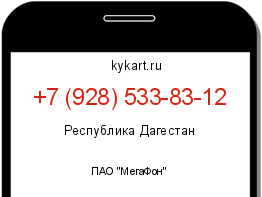 Информация о номере телефона +7 (928) 533-83-12: регион, оператор