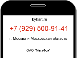 Информация о номере телефона +7 (929) 500-91-41: регион, оператор