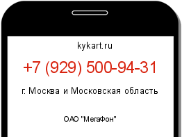 Информация о номере телефона +7 (929) 500-94-31: регион, оператор