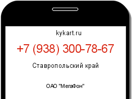 Информация о номере телефона +7 (938) 300-78-67: регион, оператор