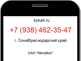 Информация о номере телефона +7 (938) 462-35-47: регион, оператор