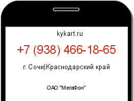 Информация о номере телефона +7 (938) 466-18-65: регион, оператор