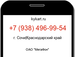 Информация о номере телефона +7 (938) 496-99-54: регион, оператор