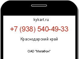 Информация о номере телефона +7 (938) 540-49-33: регион, оператор