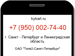 Информация о номере телефона +7 (950) 002-74-40: регион, оператор