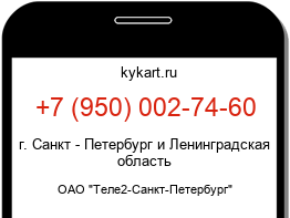 Информация о номере телефона +7 (950) 002-74-60: регион, оператор