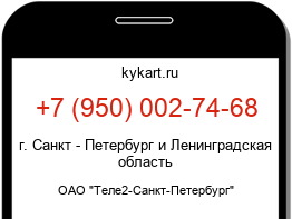 Информация о номере телефона +7 (950) 002-74-68: регион, оператор