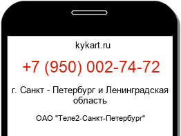 Информация о номере телефона +7 (950) 002-74-72: регион, оператор