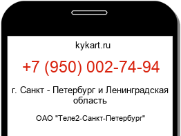 Информация о номере телефона +7 (950) 002-74-94: регион, оператор