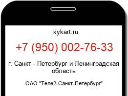 Информация о номере телефона +7 (950) 002-76-33: регион, оператор
