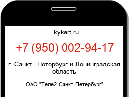 Информация о номере телефона +7 (950) 002-94-17: регион, оператор
