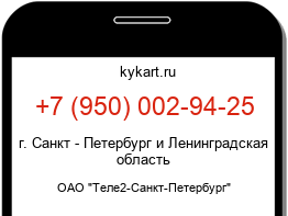 Информация о номере телефона +7 (950) 002-94-25: регион, оператор