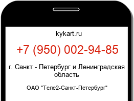 Информация о номере телефона +7 (950) 002-94-85: регион, оператор