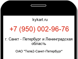 Информация о номере телефона +7 (950) 002-96-76: регион, оператор