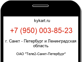 Информация о номере телефона +7 (950) 003-85-23: регион, оператор