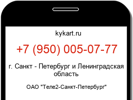 Информация о номере телефона +7 (950) 005-07-77: регион, оператор