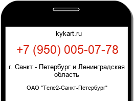 Информация о номере телефона +7 (950) 005-07-78: регион, оператор