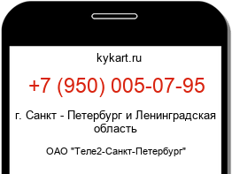 Информация о номере телефона +7 (950) 005-07-95: регион, оператор