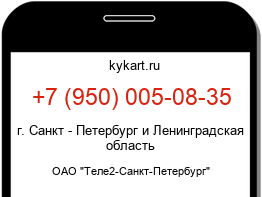 Информация о номере телефона +7 (950) 005-08-35: регион, оператор