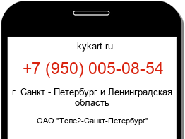 Информация о номере телефона +7 (950) 005-08-54: регион, оператор