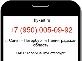 Информация о номере телефона +7 (950) 005-09-92: регион, оператор